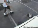 Car Surfing Skateboarder